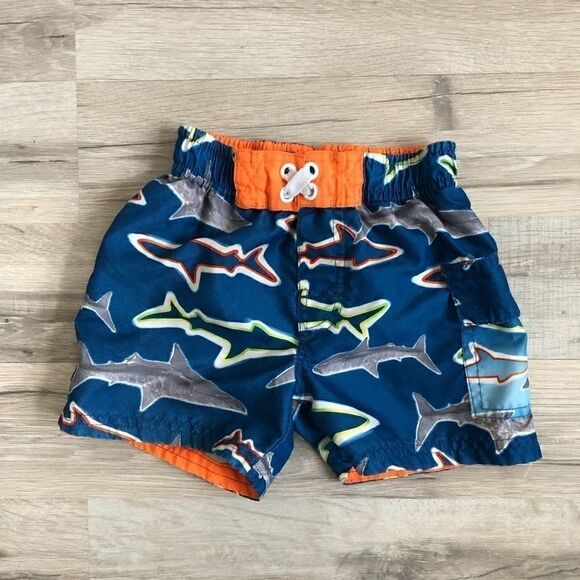 OP Swim Shorts Size 12 months, blue with sharks - Picture 1 of 3